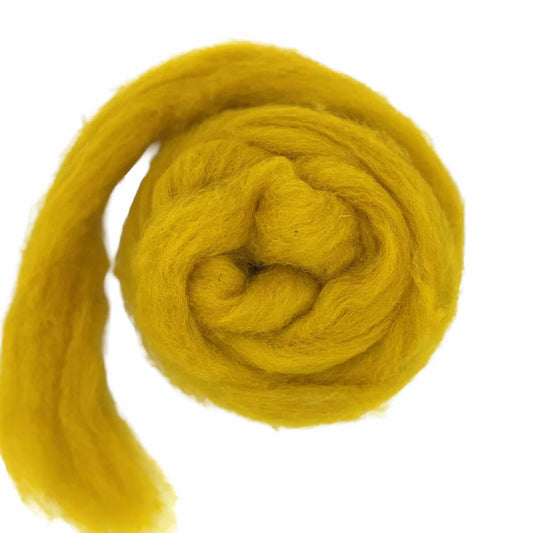 Paradise Fibers Solid Colored Carded Corriedale Sliver - Mustard