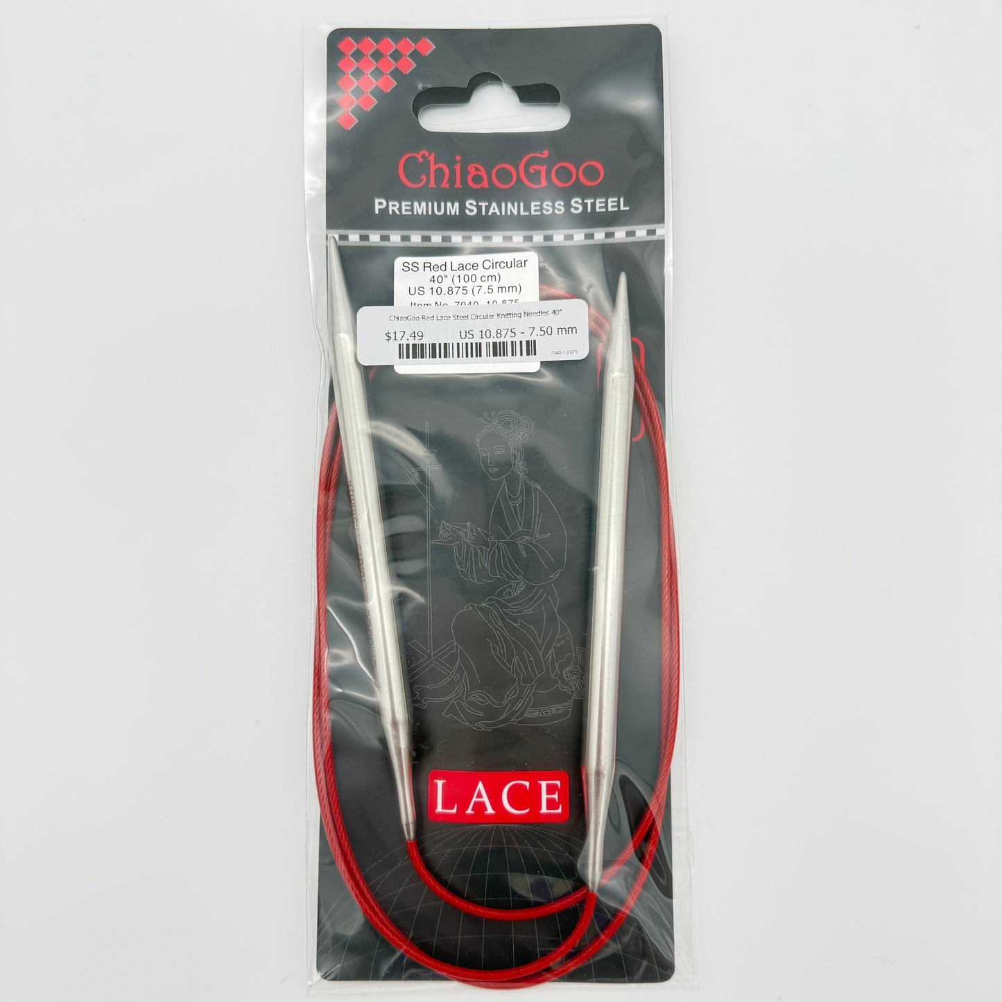 ChiaoGoo Red Lace Steel Circular Knitting Needles 32"