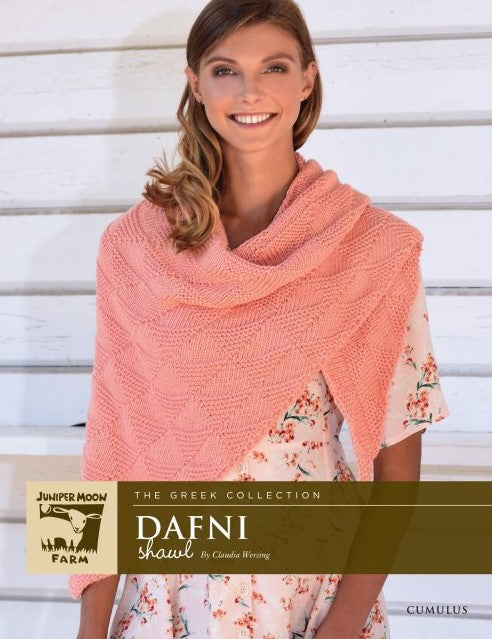 Juniper Moon Dafni Shawl - Woman wearing pink shawl