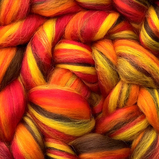 Multi Colored Merino Wool Top Northern Lights - Blaze