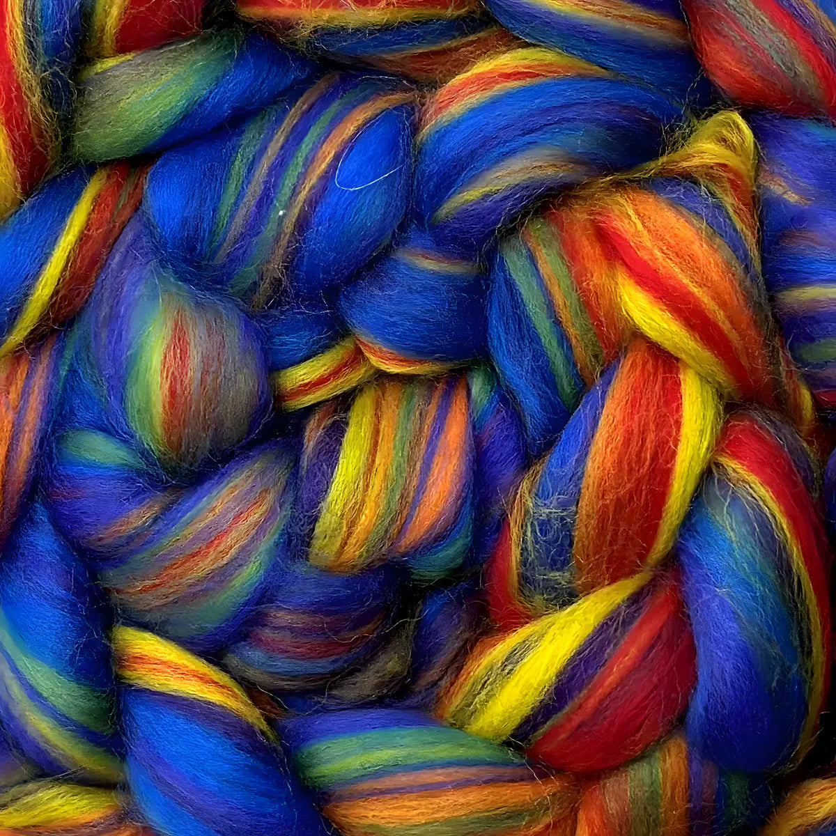 Multi Colored Merino Wool Top Northern Lights - Rainbow