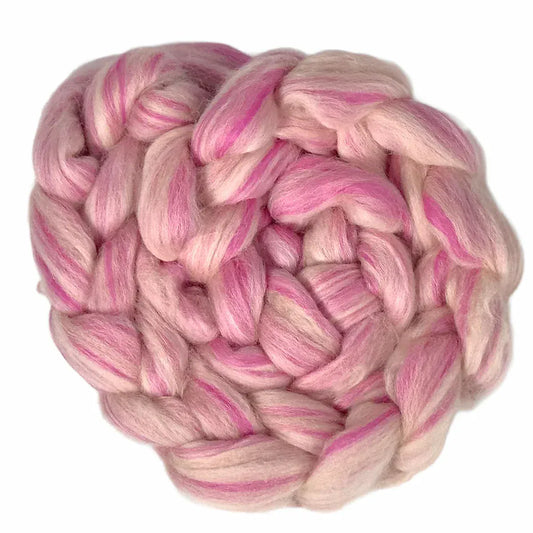 Pressed Pink - Merino, Shetland, & Bio-Nylon Roving Blend | Paradise Fibers