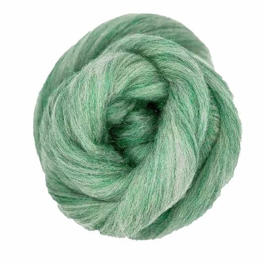 Glitter White/Green Fiber Blend - Merino & Stellina | Paradise Fibers