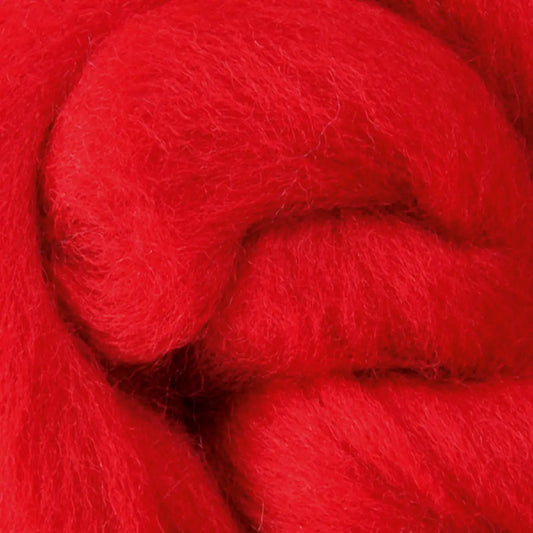 Ashford Solid Colored Corriedale Sliver - Scarlet