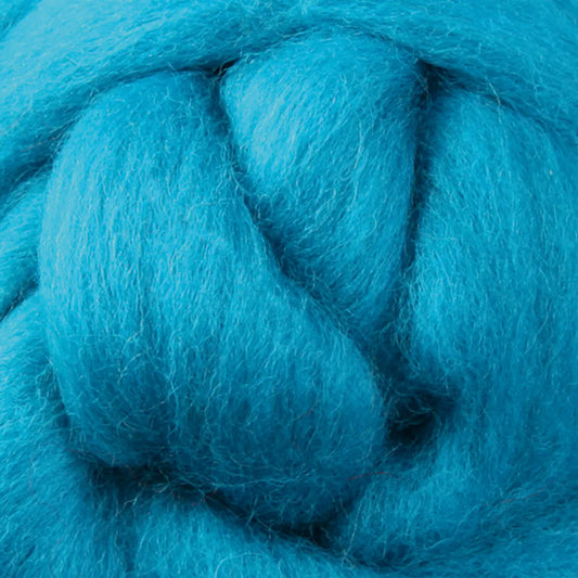 Ashford Solid Colored Corriedale Sliver - Turquoise