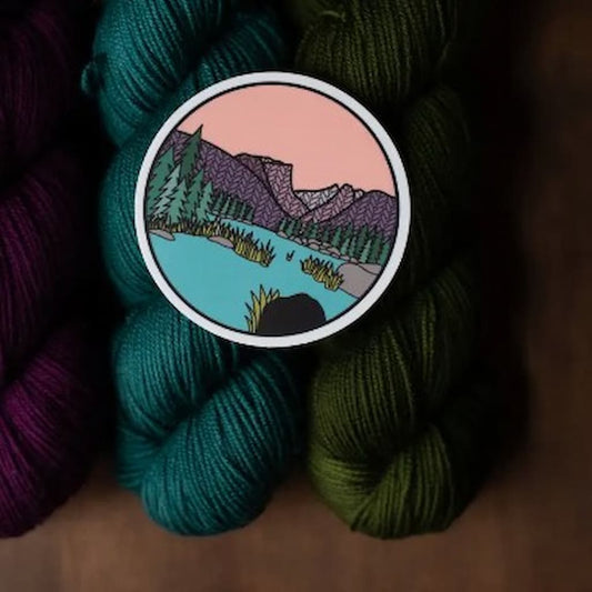 Camp Stitchwood | Rocky Mountain Knitional Park Knitting Sticker - Paradise Fibers