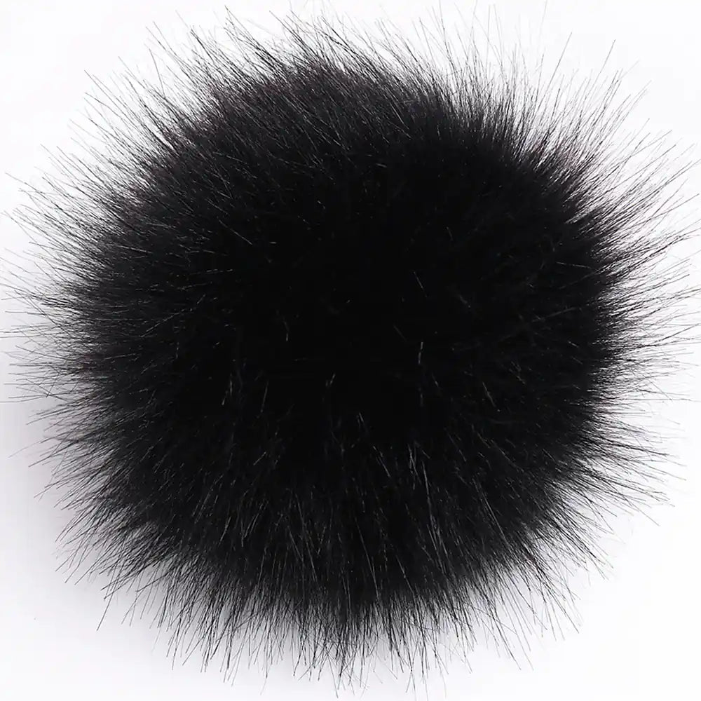 Black faux fur pom pom, ci_pom01
