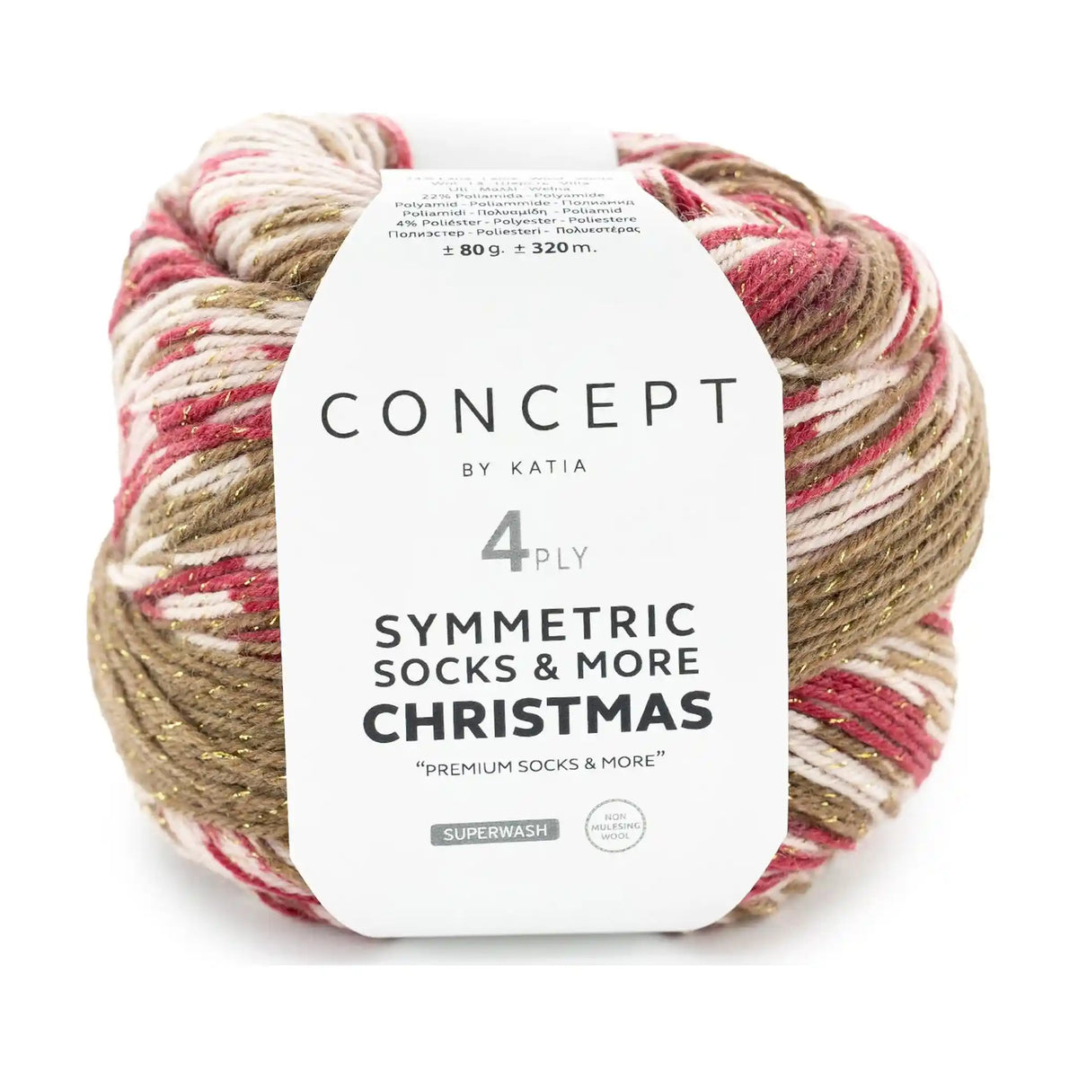 Concept by KATIA Symmetric Socks & More Christmas color 202 - Beige-Red-White