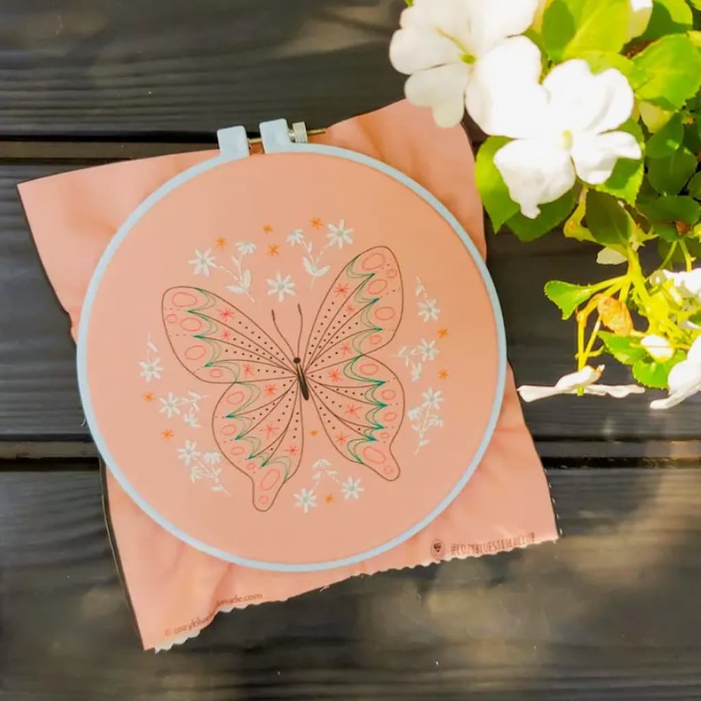 Cozyblue Butterfly Embroidery Kit - Paradise Fibers