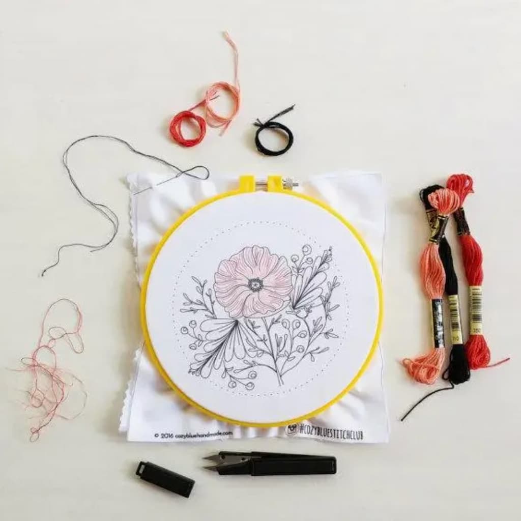 Cozyblue Poppy Power Embroidery Kit - Paradise Fibers