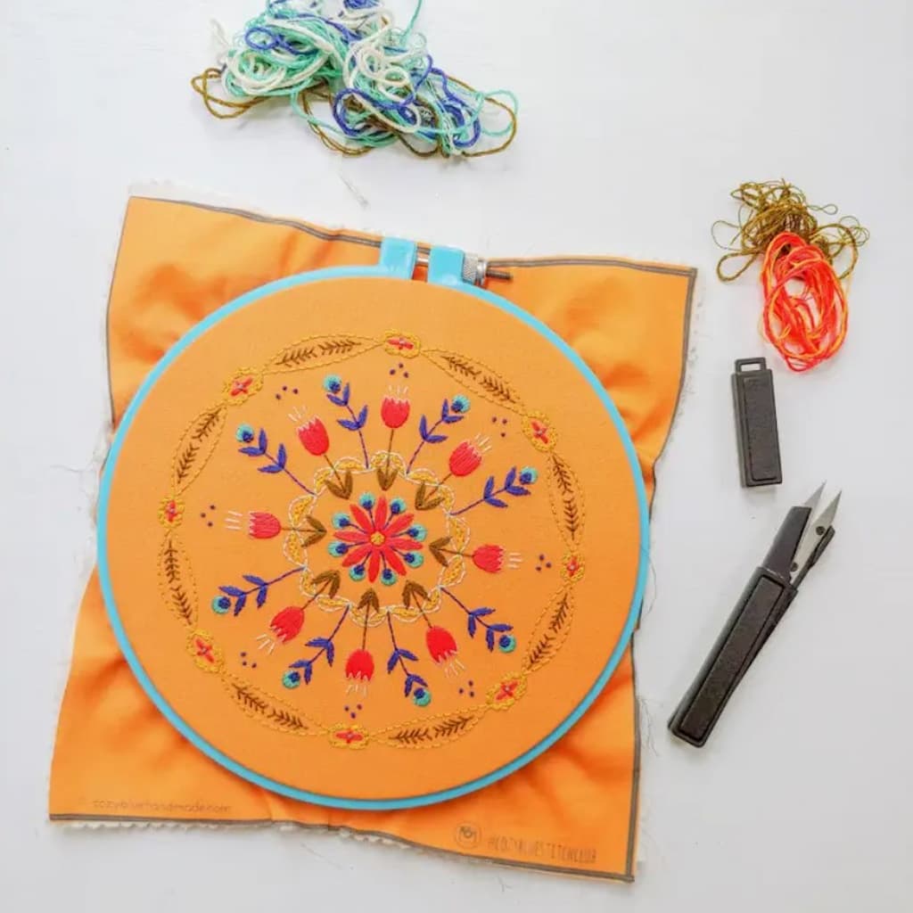 Cozyblue Tangerine Mandala Embroidery Kit - Paradise Fibers