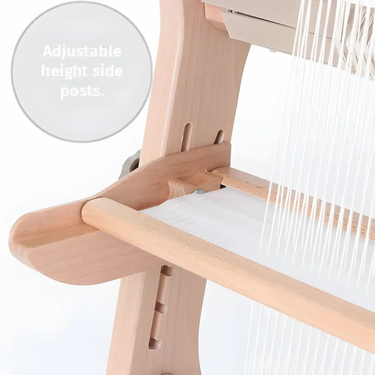 Tapestry Loom with adjustable height side posts.