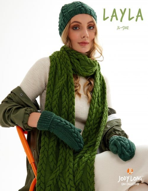 Jody Long | Layla Scarf, Hat, and Mittens Pattern - Paradise Fibers