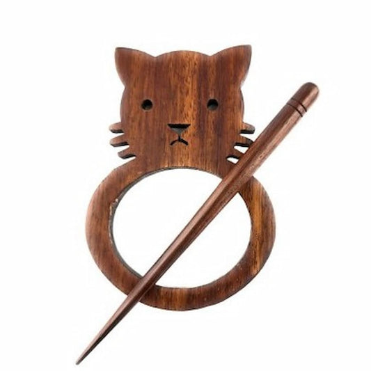 LYKKE Kitty Wood Shawl Pin - Paradise Fibers