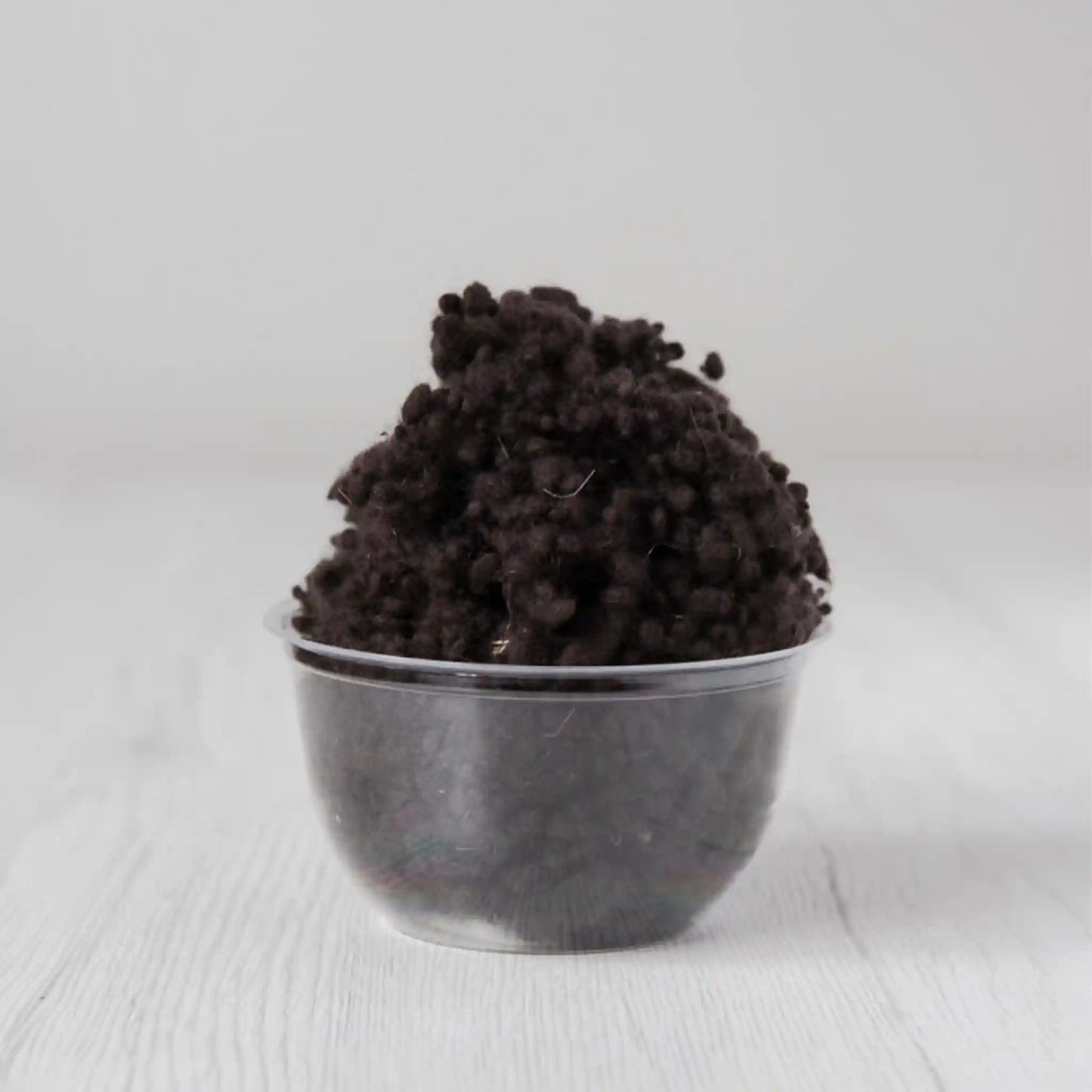 Merino wool nepps in Coffee, small entangled fiber balls