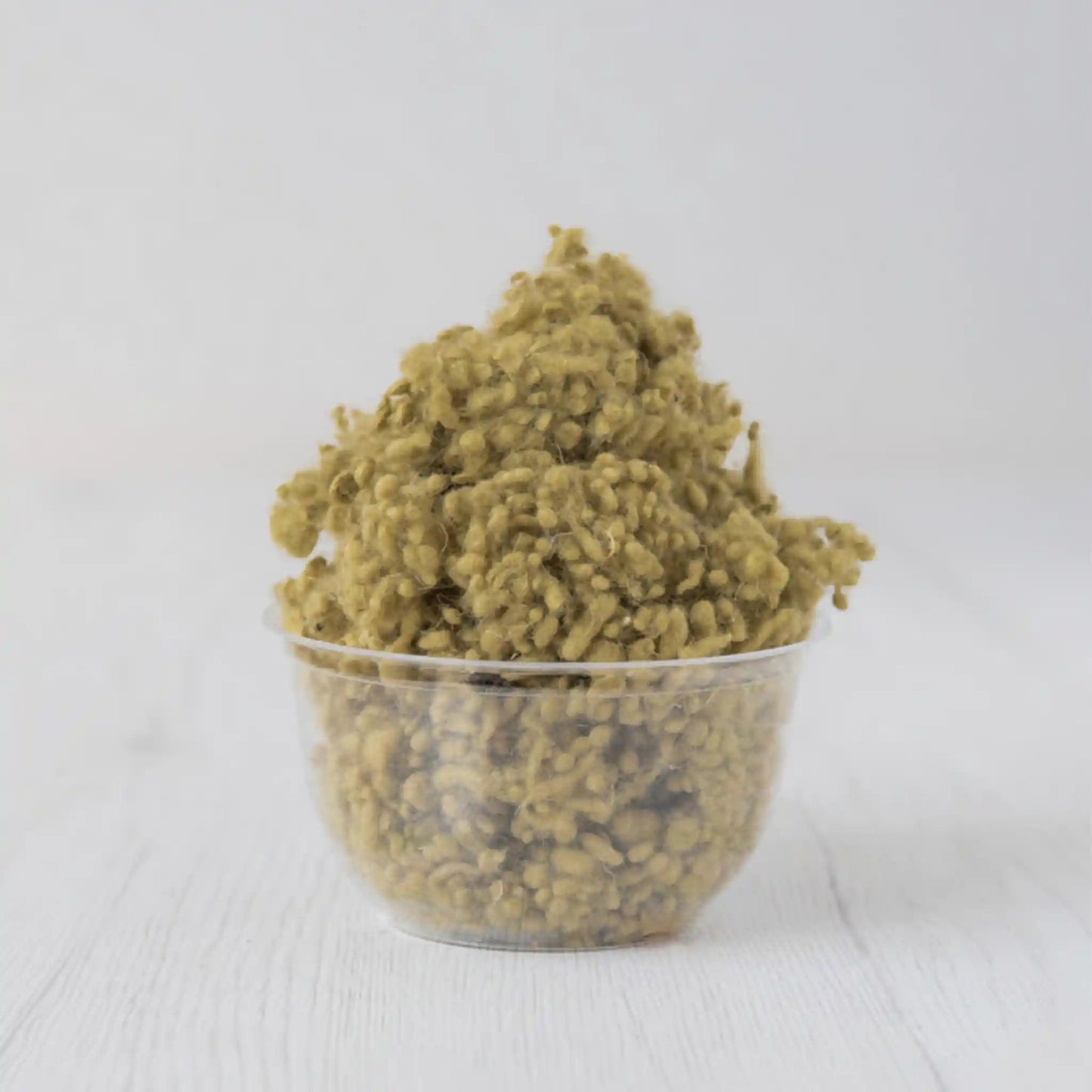 Merino wool nepps in Sage, small entangled fiber balls