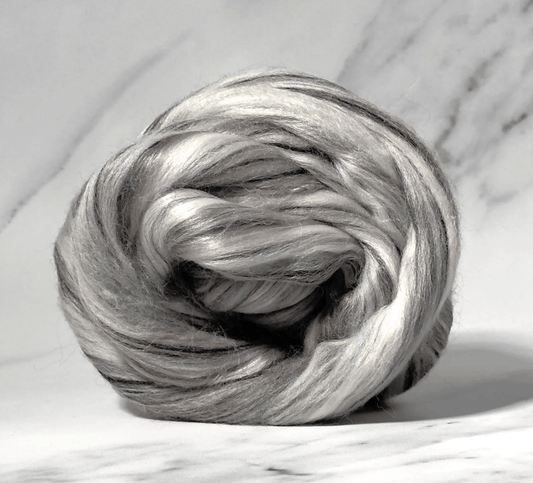 Paradise Fibers 80/20 Merino & Mulberry Silk Top – Black Marble - Paradise Fibers