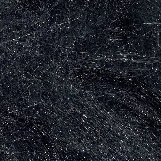 Close-up of Black A28 Angelina fiber showing the metallic strands