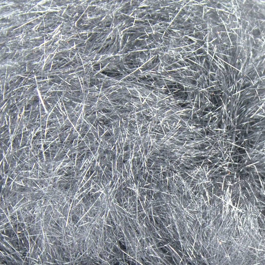 Close-up of Silver A1 Angelina fiber showing the metallic strands