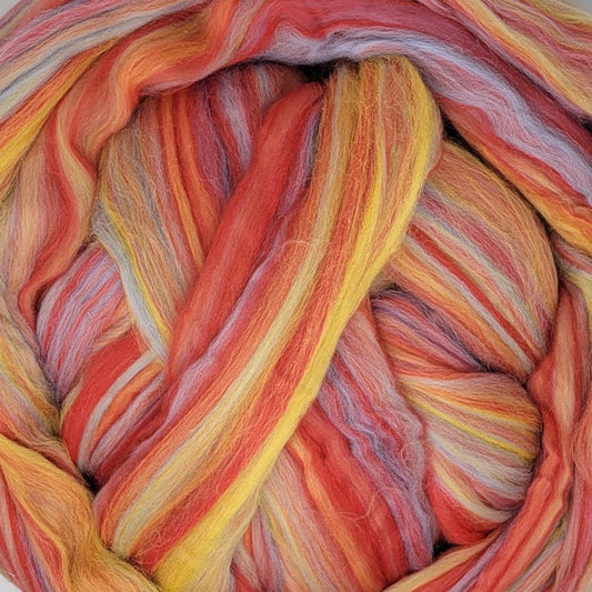 Paradise Fibers Multi - Colored Merino Wool Roving - Sunset - Paradise Fibers