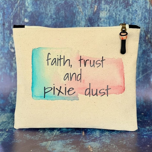 Pretty Clever Words Canvas Small Zippered Bag | Painted - Paradise Fibers