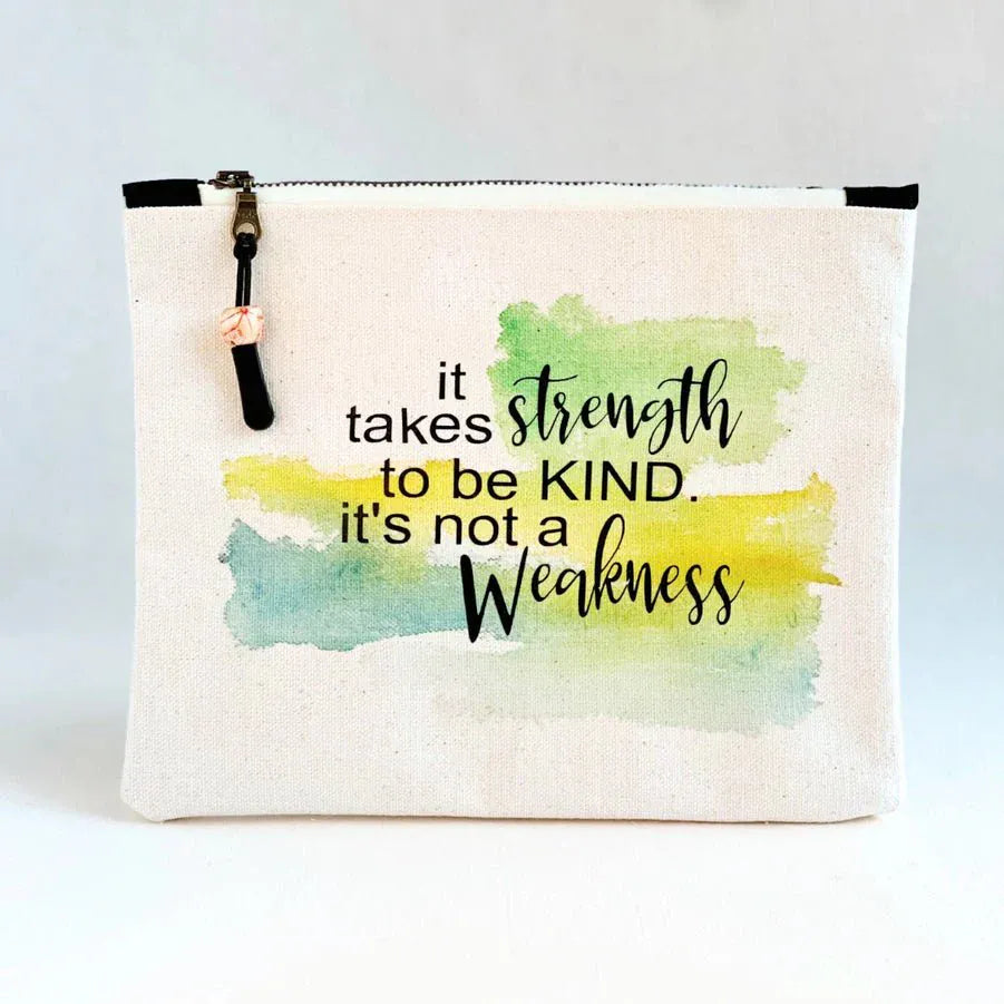 Pretty Clever Words Canvas Small Zippered Bag | Painted - Paradise Fibers