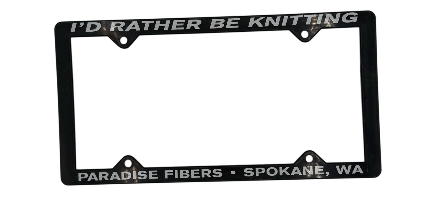 I'd Rather Be Knitting License Plate Frame - Black