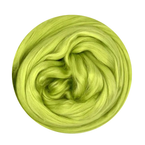 Color Kingstown Green. A bright chartruese green shade of dyed mulberry silk top.