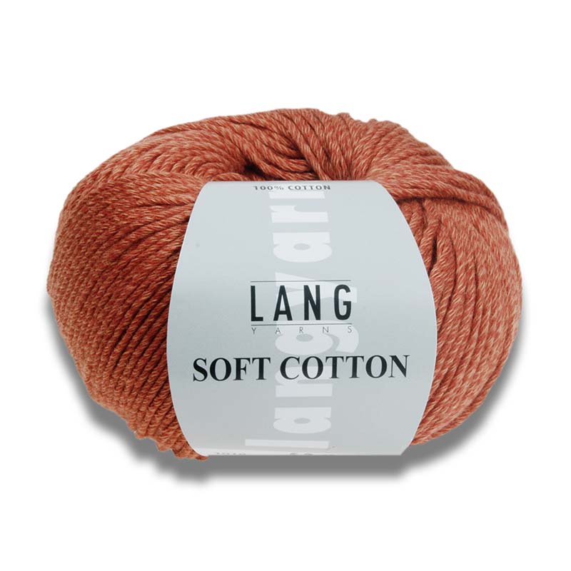 A ball of Lang's Soft Cotton worsted weight yarn.