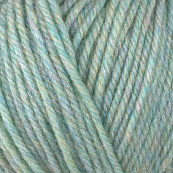 Matcha 33161, a light green that is comprised of a heathered blend of a whole rainbow of pastel colors skein of washable worsted weight Ultra Wool yarn.