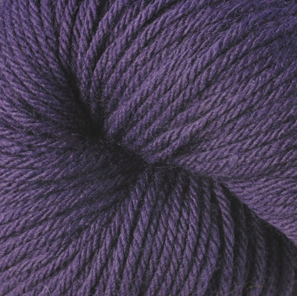 Berroco Vintage Worsted weight yarn in the color Petunia 51105, a dark purple.