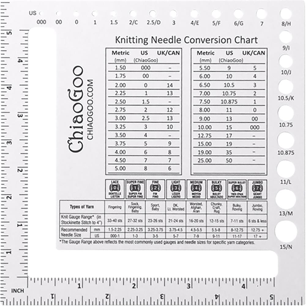 ChiaoGoo Swatch & Needle Gauge - Paradise Fibers