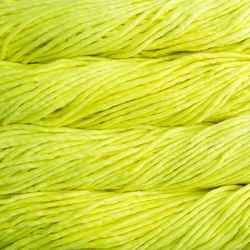 Color: Fluo 010. A bright, fluorescent yellow variant of Malabrigo Rasta yarn. 