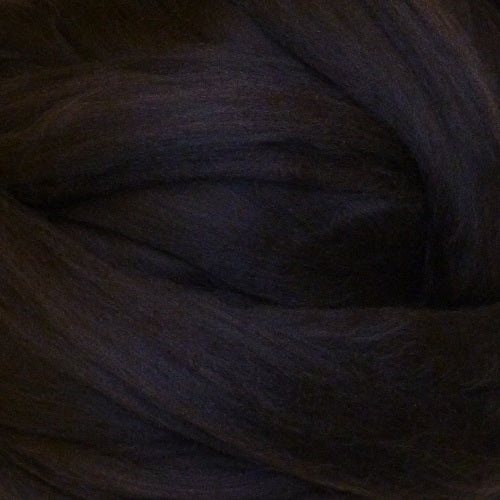 Color Bitter Chocolate. A dark brown shade of solid color merino wool top.