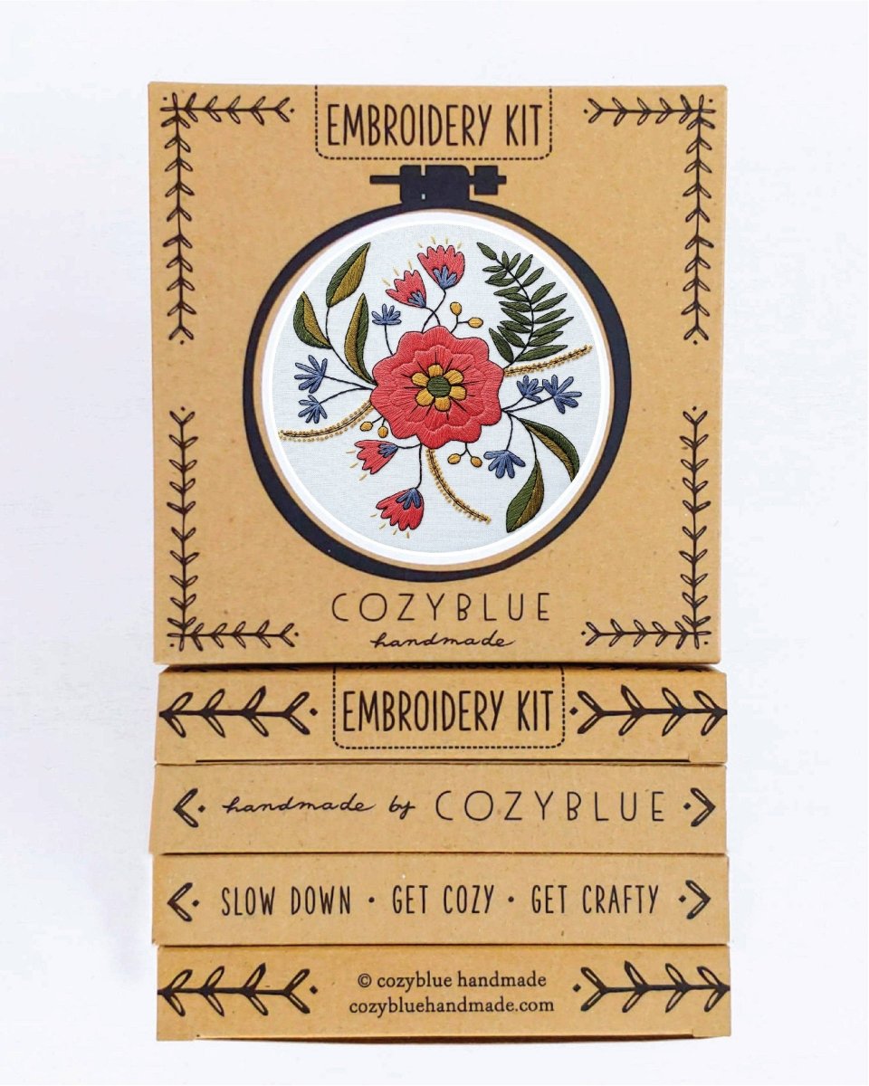 Cozyblue April Flowers Embroidery Kit - Paradise Fibers