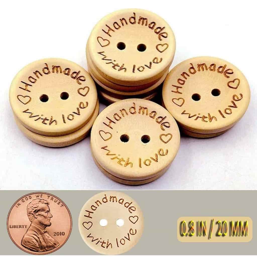 Handmade with Love Wooden Button - Paradise Fibers