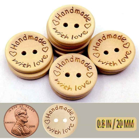 Handmade with Love Wooden Button - Paradise Fibers