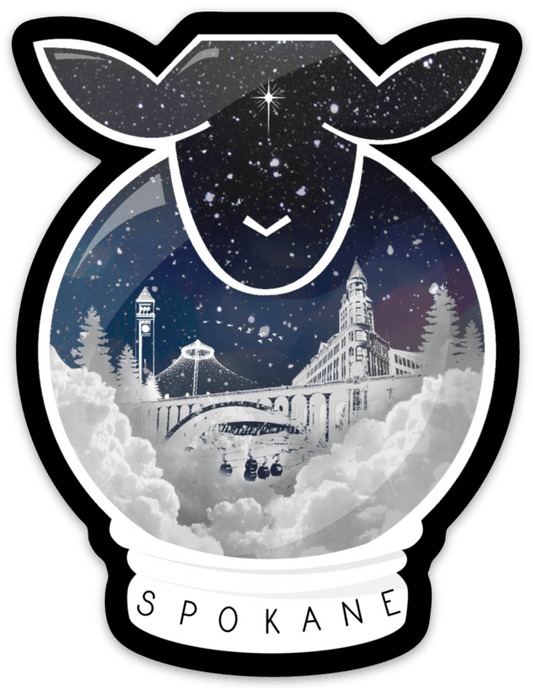 Holiday Edition Spokane Snow Globe Sheep Sticker - Paradise Fibers