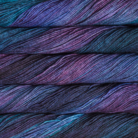 Malabrigo Sock Yarn in Whales Road - a variegated colorway in shades of blue and purple