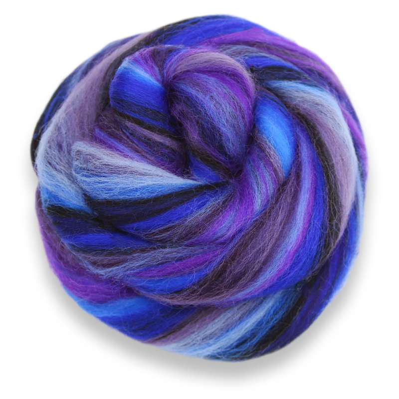 Paradise Fibers Multi Colored Corriedale Wool Top - Purple People Eater-Fiber-4 oz-