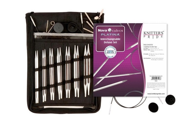 Nova Cubics Platina Interchangeable Knitting Needle Set by Knitter's Pride - Paradise Fibers