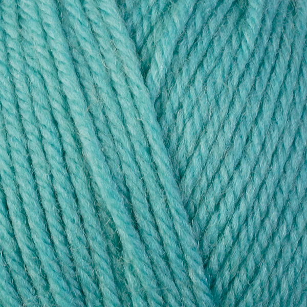 Aqua 3346, a light green-blue skein of washable worsted weight Ultra Wool yarn.