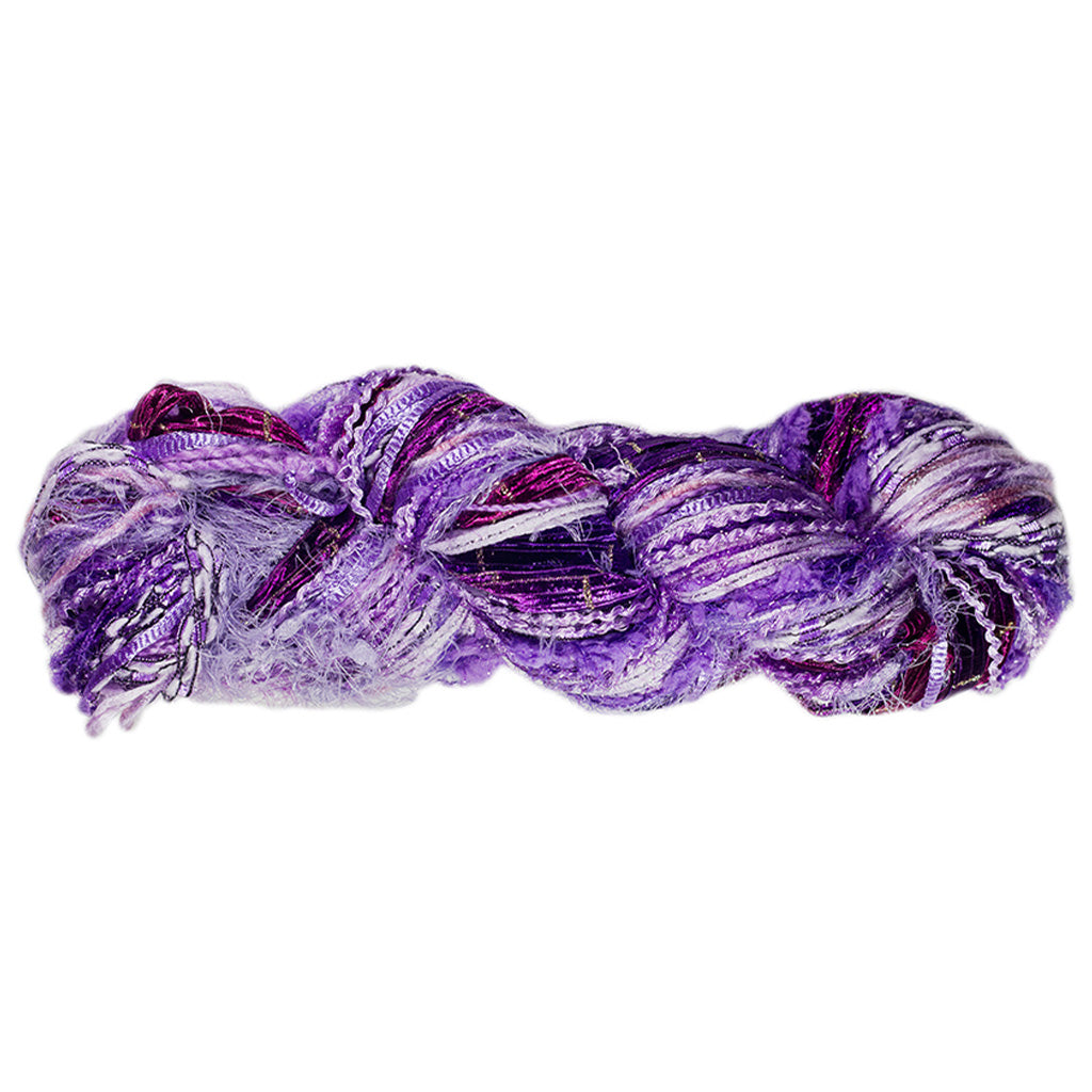 Color 515, a skein of light purple yarn, full of texture and sparkle.
