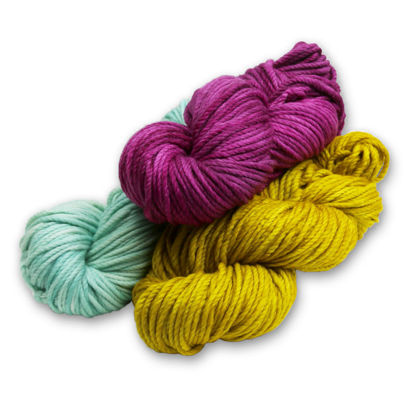 Twisted hanks of Malabrigo Chunky yarn