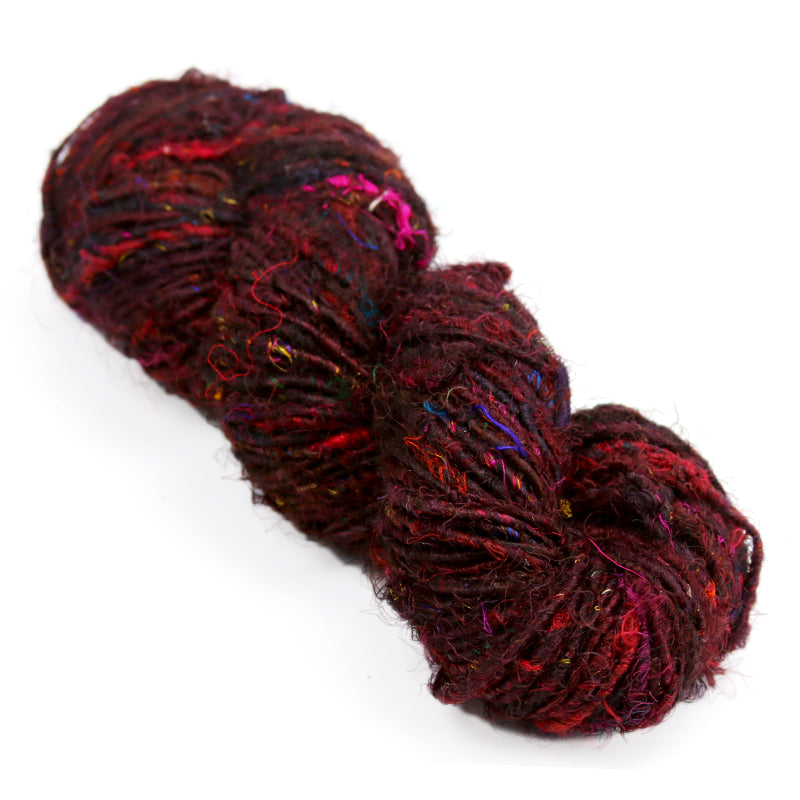 Recycled Sari Silk Yarn-Yarn-Burgundy-