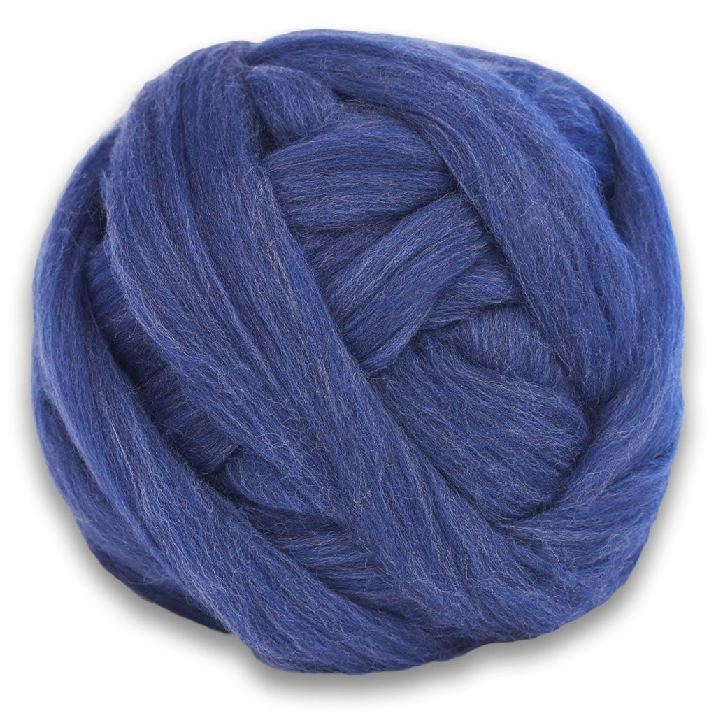Color Echinops. A ball of Blue Shetland Wool Heather Combed Top Roving.