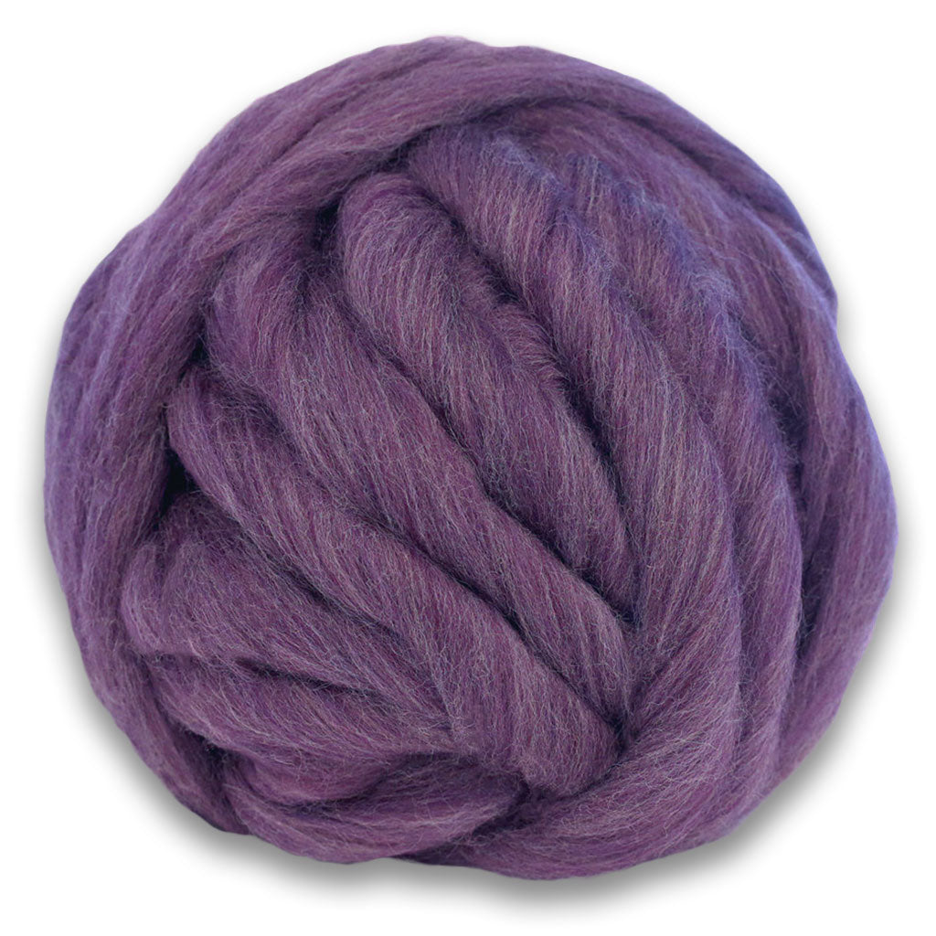 Color Thistle. A ball of Purple Shetland Wool Heather Combed Top Roving.
