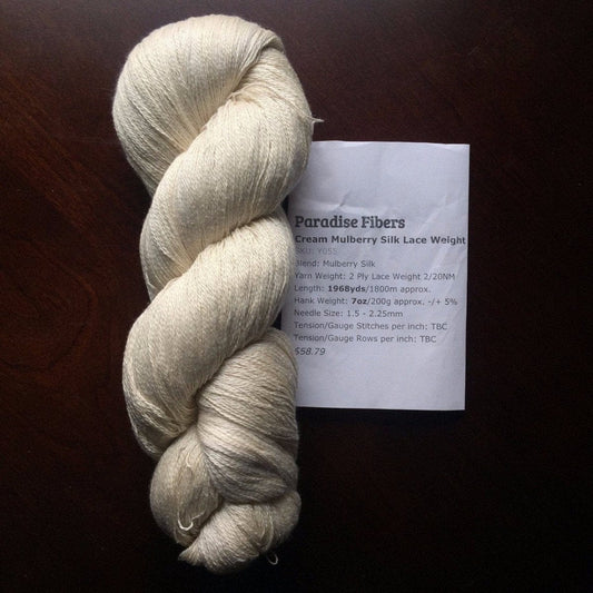 Paradise Fibers Undyed Mulberry Silk Lace Weight Yarn 20/2 - Paradise Fibers