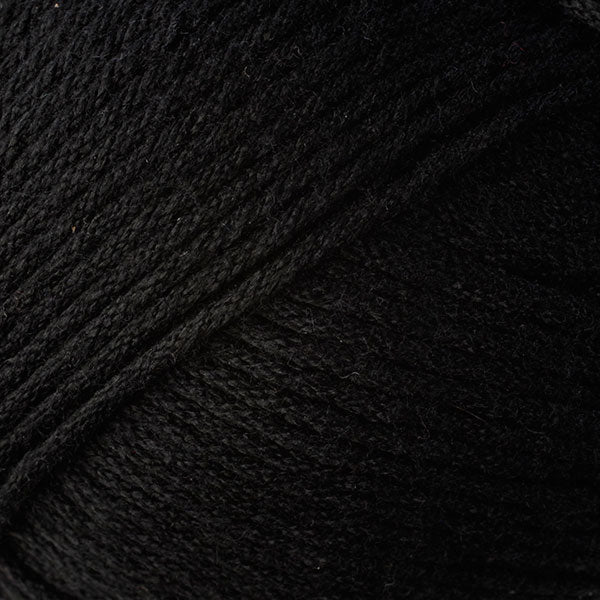 Color Liquorice 9734. A black skein of Berroco Comfort Worsted washable yarn.
