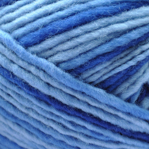 Brown Sheep Lanaloft Bulky in Raindrop - a variegated colorway in shades of light to dark blue